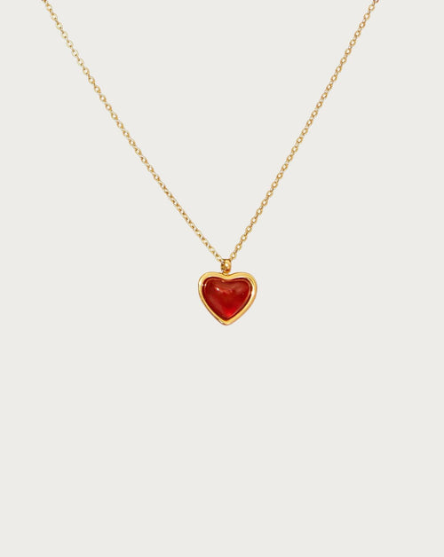 Carnelian Stone Heart Necklace - En Route Jewelry