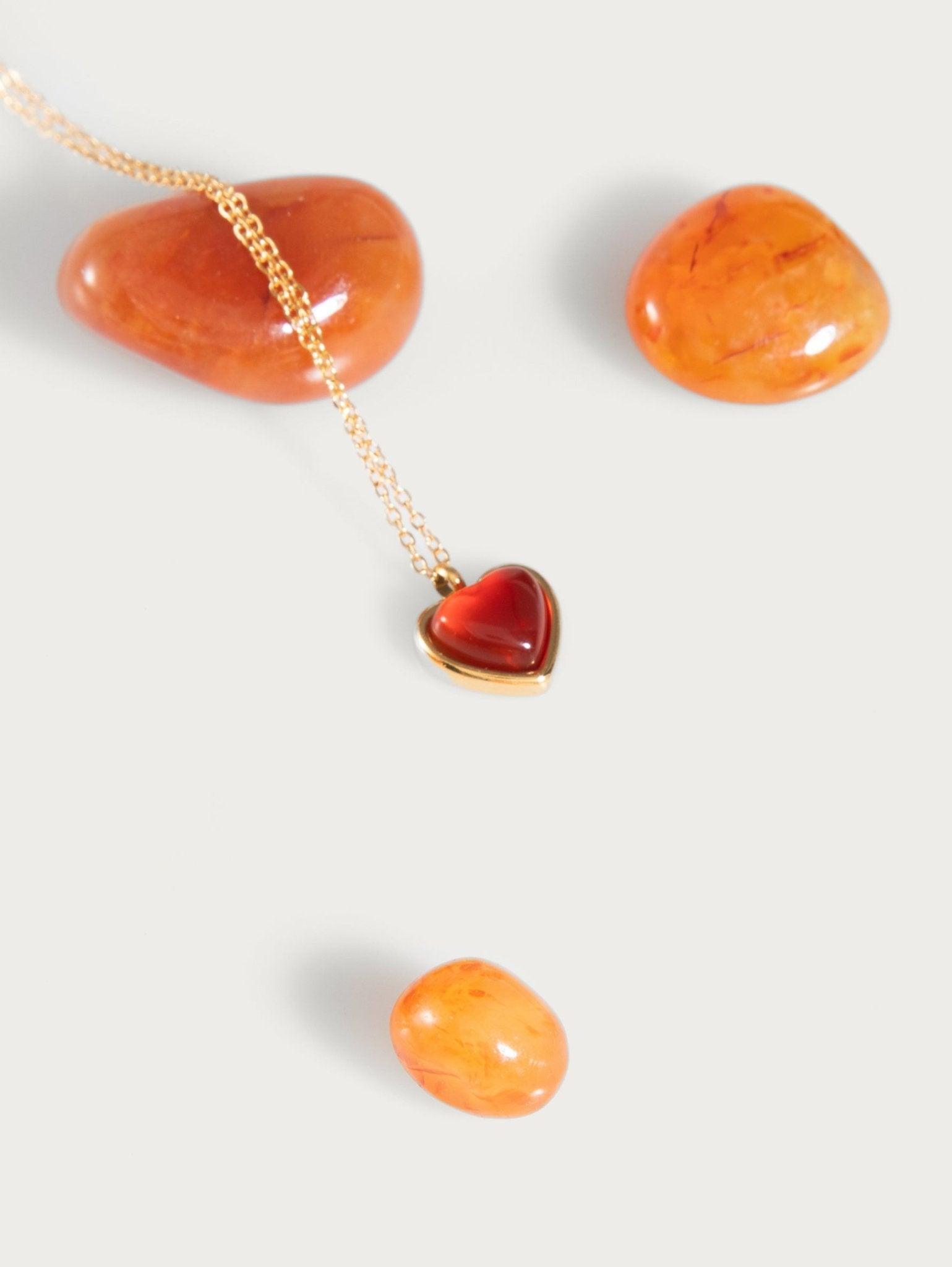 Carnelian Stone Heart Necklace - En Route Jewelry