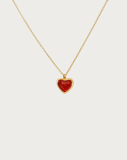 Carnelian Stone Heart Necklace in Silver - En Route Jewelry